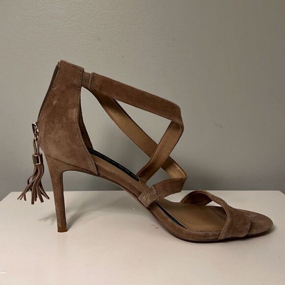 Steve Madden Women's Taupe Suede Strappy Stiletto High Heel Sandals Size 8.5M - Picture 8 of 10